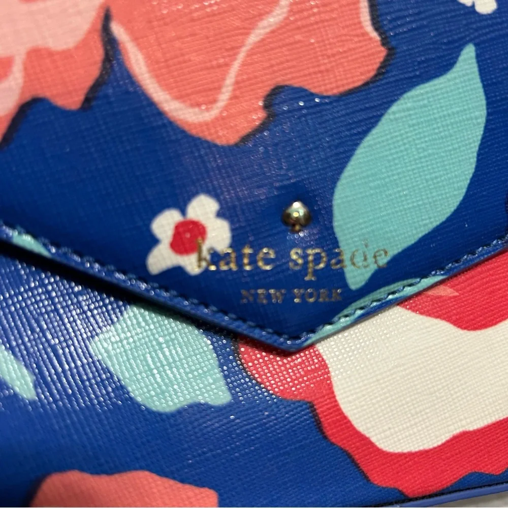 kate spade Blue Floral Crossbody Bag with Pink, Red and White Accents - Picture 4 of 8
